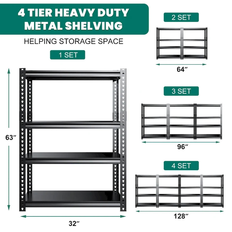 Heavy Duty Metal Shelving Unit - Garage Storage Rack, 3-Pack