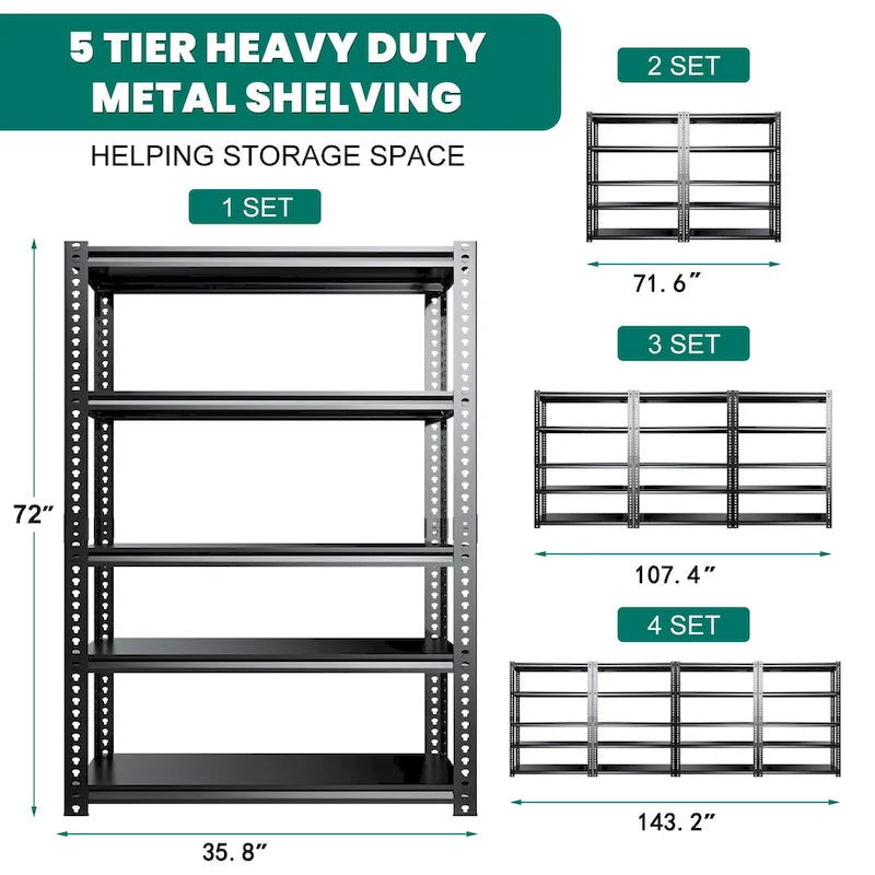 Heavy Duty Metal Shelving Unit - Garage Storage Rack, 3-Pack
