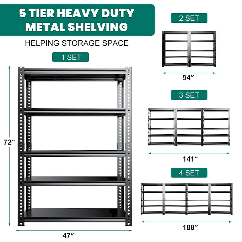 Heavy Duty Metal Shelving Unit - Garage Storage Rack, 3-Pack