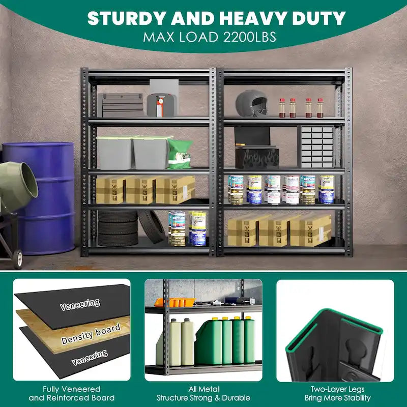 Heavy Duty Metal Shelving Unit - Garage Storage Rack, 3-Pack