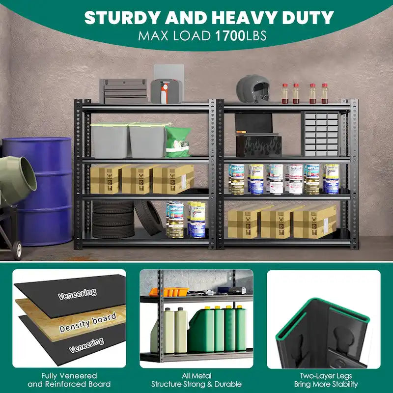 Heavy Duty Metal Shelving Unit - Garage Storage Rack, 3-Pack
