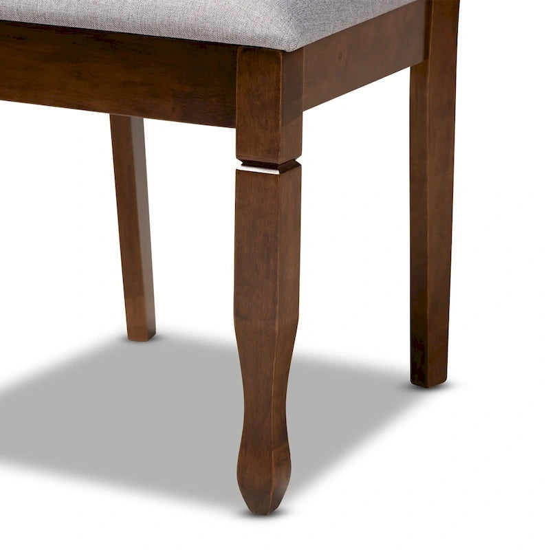 Armless Cushioned Dining Chairs in Grey & Walnut Brown
