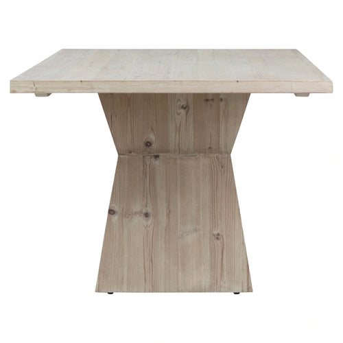 Table à manger à piètement piédestal hexagonal moderne en pin recyclé 79 Rectangular
