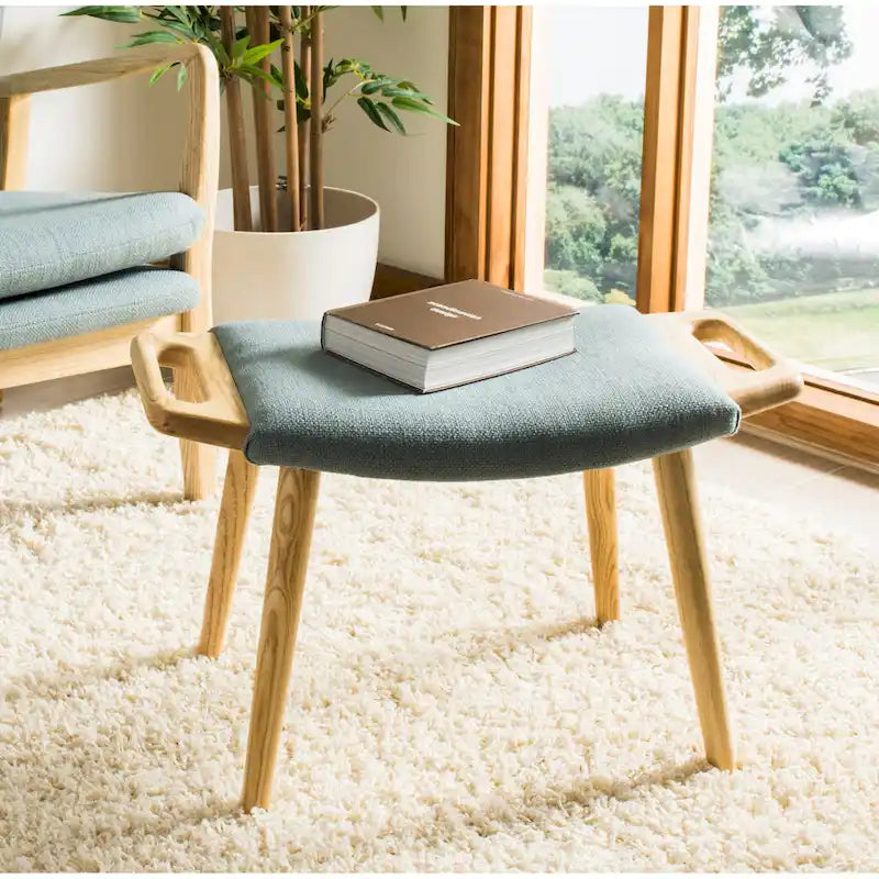 Zipora Beige/Natural Mid-Century Bench - 11.8 x 24.6 x 15.4