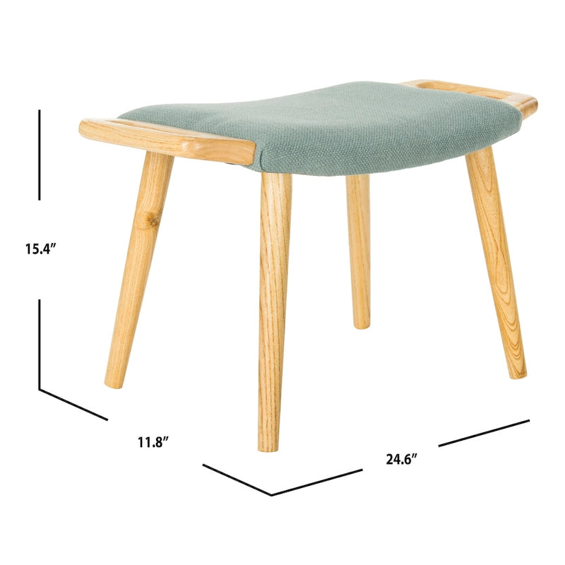 Zipora Beige/Natural Mid-Century Bench - 11.8 x 24.6 x 15.4