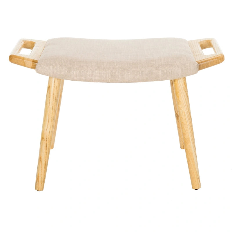 Zipora Beige/Natural Mid-Century Bench - 11.8 x 24.6 x 15.4
