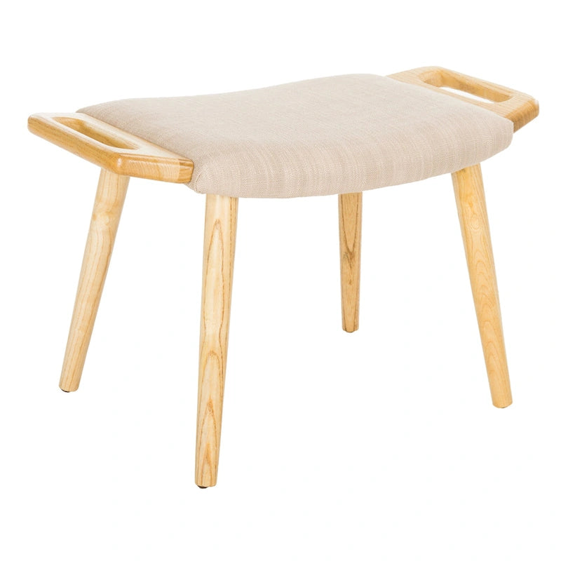 Zipora Beige/Natural Mid-Century Bench - 11.8 x 24.6 x 15.4