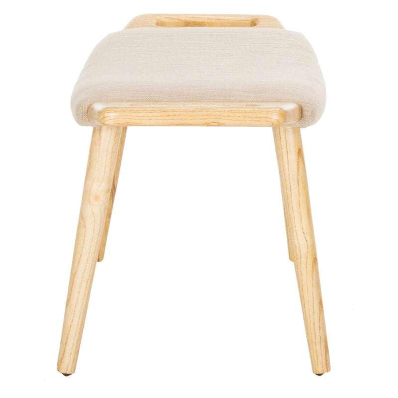 Zipora Beige/Natural Mid-Century Bench - 11.8 x 24.6 x 15.4