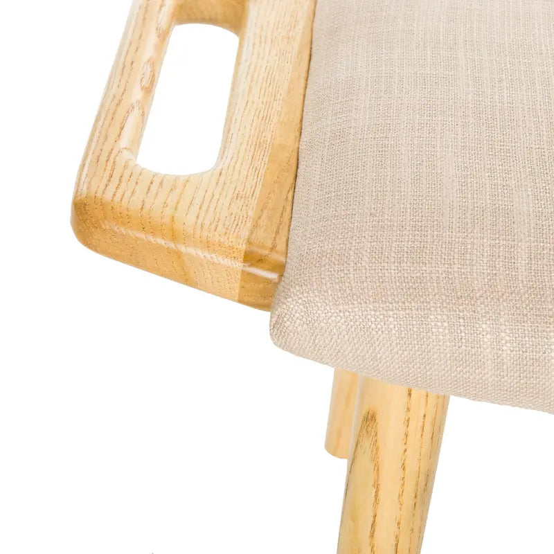 Zipora Beige/Natural Mid-Century Bench - 11.8 x 24.6 x 15.4