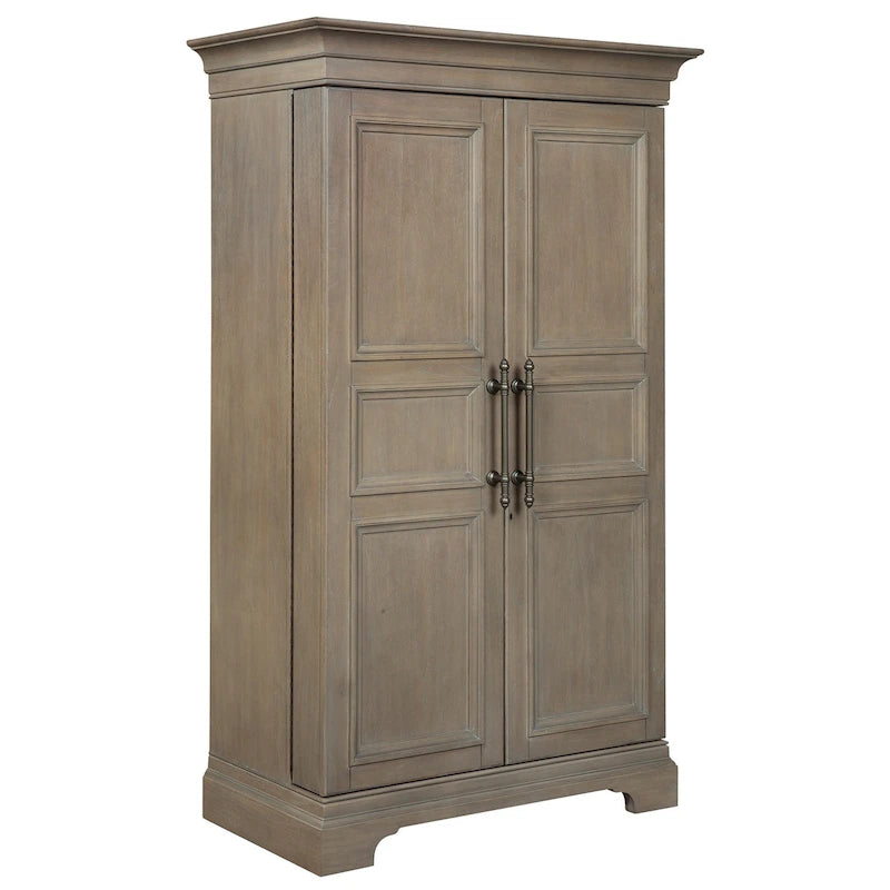 Brown Grey Distressed Wood Wine & Bar Cabinet