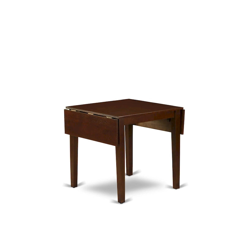Rectangle Kitchen Table Set with Drop Leaves, Brown Linen Dining Chairs, Mahogany (Pieces Option)