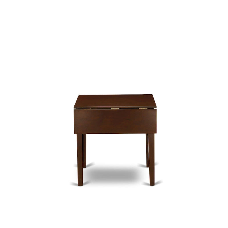 Rectangle Kitchen Table Set with Drop Leaves, Brown Linen Dining Chairs, Mahogany (Pieces Option)