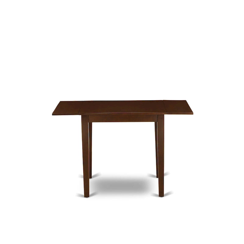 Rectangle Kitchen Table Set with Drop Leaves, Brown Linen Dining Chairs, Mahogany (Pieces Option)