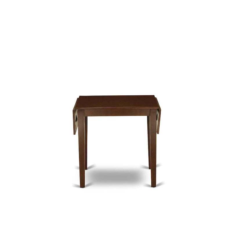 Rectangle Kitchen Table Set with Drop Leaves, Brown Linen Dining Chairs, Mahogany (Pieces Option)
