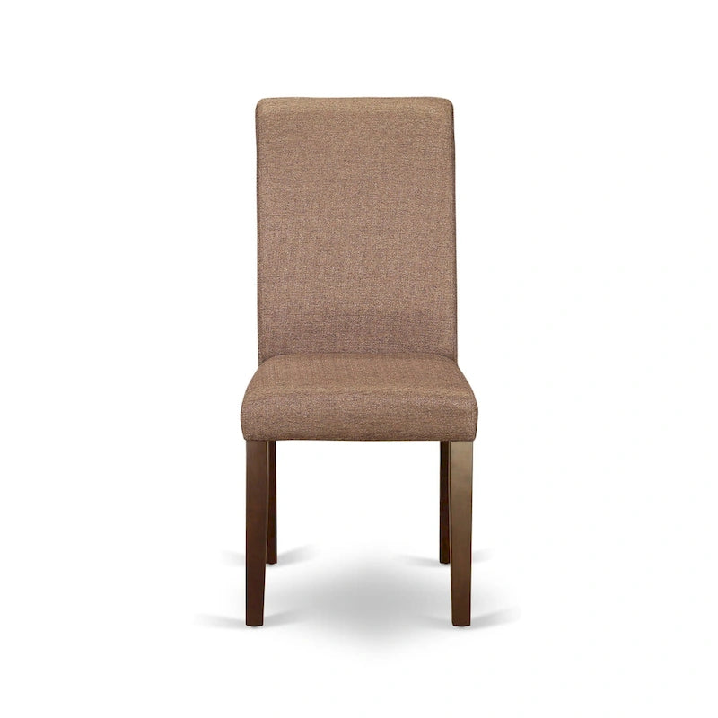 Rectangle Kitchen Table Set with Drop Leaves, Brown Linen Dining Chairs, Mahogany (Pieces Option)
