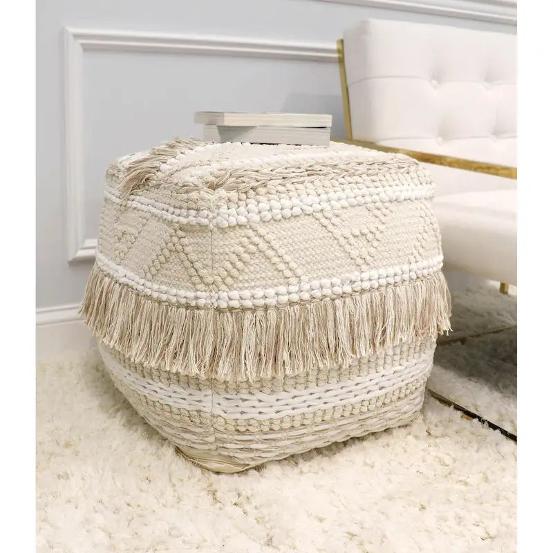Grand Canyon Cotton Pouf, Beige