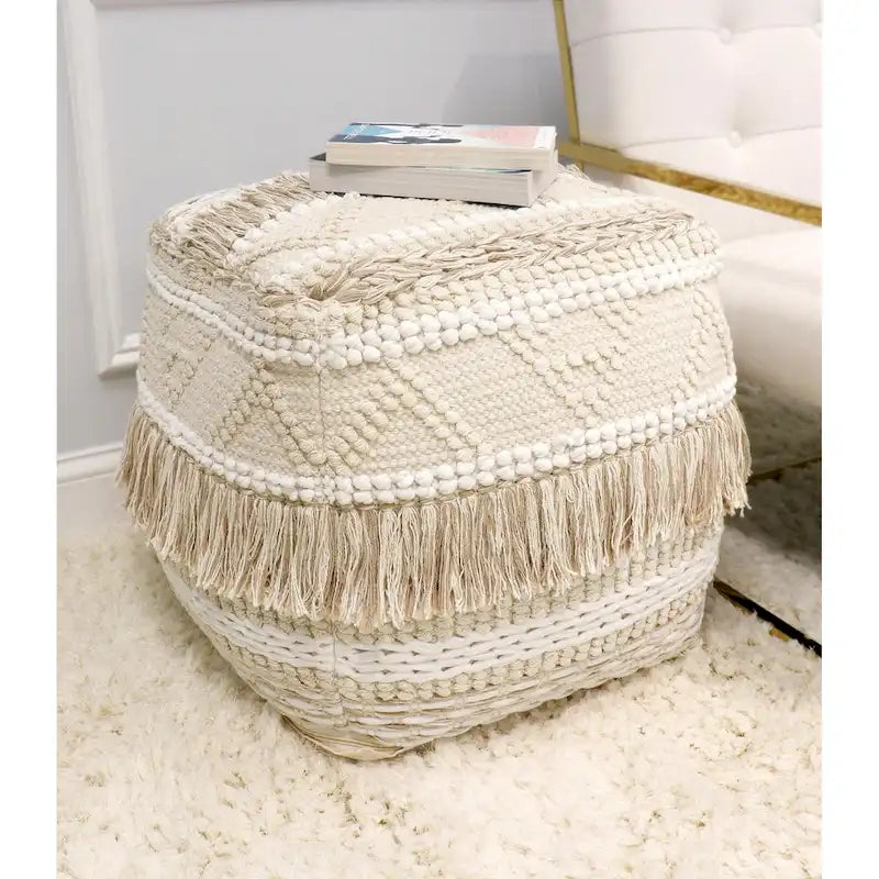 Grand Canyon Cotton Pouf, Beige