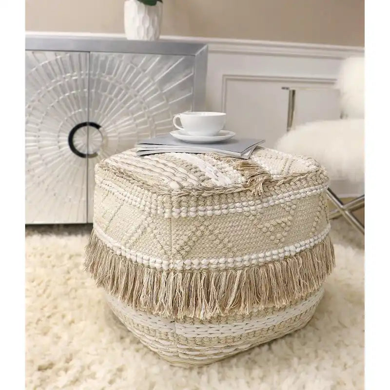 Grand Canyon Cotton Pouf, Beige