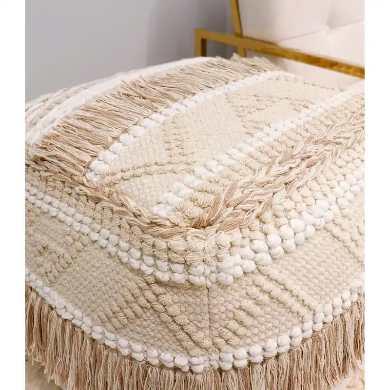 Grand Canyon Cotton Pouf, Beige
