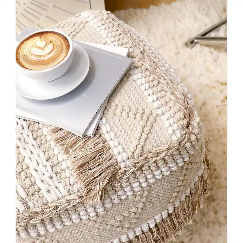 Grand Canyon Cotton Pouf, Beige