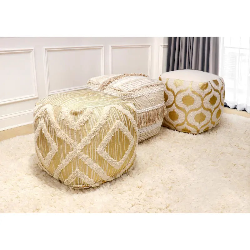 Grand Canyon Cotton Pouf, Beige