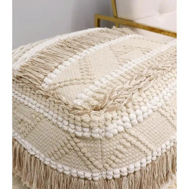 Grand Canyon Cotton Pouf, Beige
