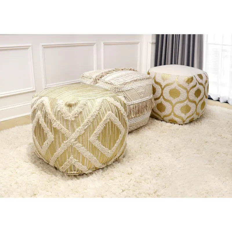 Grand Canyon Cotton Pouf, Beige