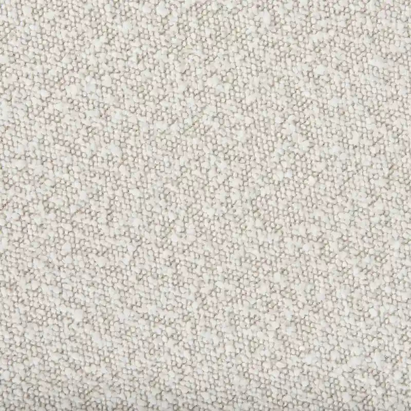 Cream Boucle Fabric Round Ottoman with Black Metal Frame