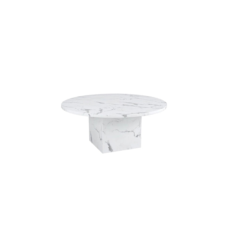 60 Diameter Round Marble Table with Cubical Marble Base