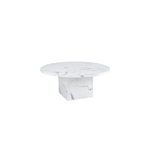 Table ronde en marbre de 60 de diamètre avec base cubique en marbre