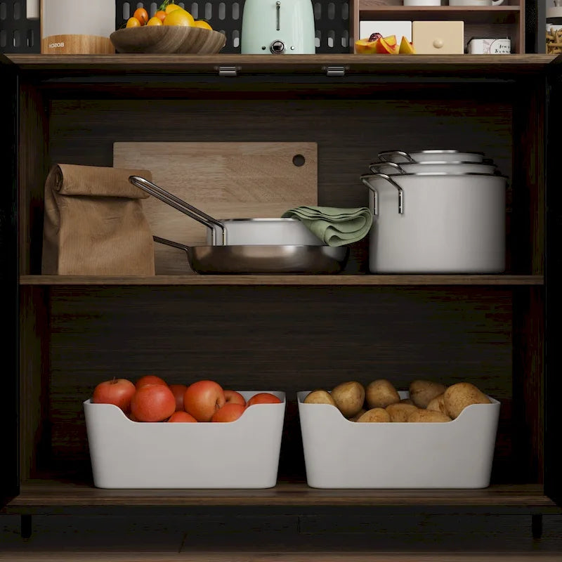 Large Kitchen Hutch Cabinet,Pantry with Metal Doors&6 Drawers&Shelves - 70.9W