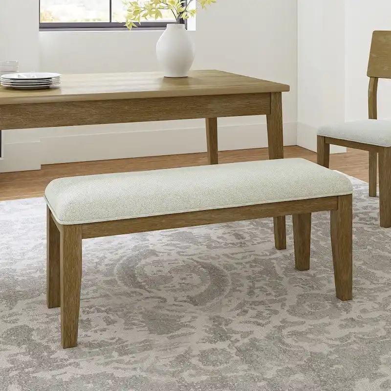 Rustic Farmhouse Solid Wood Dining Bench with Cushion