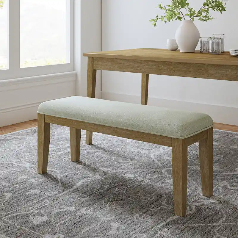 Rustic Farmhouse Solid Wood Dining Bench with Cushion