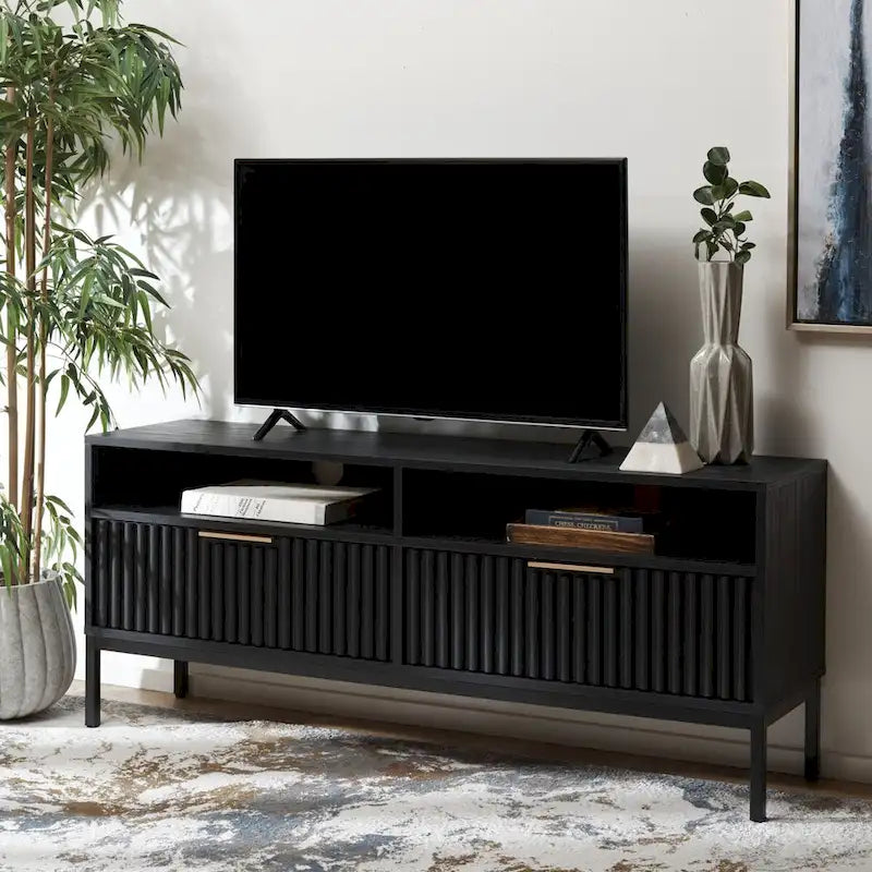 2-Drawer 2-Shelf Entertainment Media Stand (Fits Up To 65 Flatscreen TV) - 60.4 In. x 15.6 In. x 24.8 In.