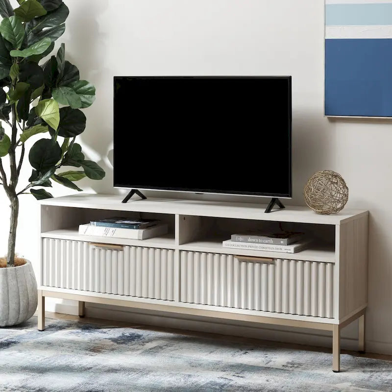 2-Drawer 2-Shelf Entertainment Media Stand (Fits Up To 65 Flatscreen TV) - 60.4 In. x 15.6 In. x 24.8 In.