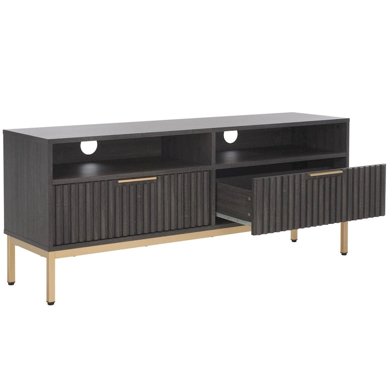 2-Drawer 2-Shelf Entertainment Media Stand (Fits Up To 65 Flatscreen TV) - 60.4 In. x 15.6 In. x 24.8 In.