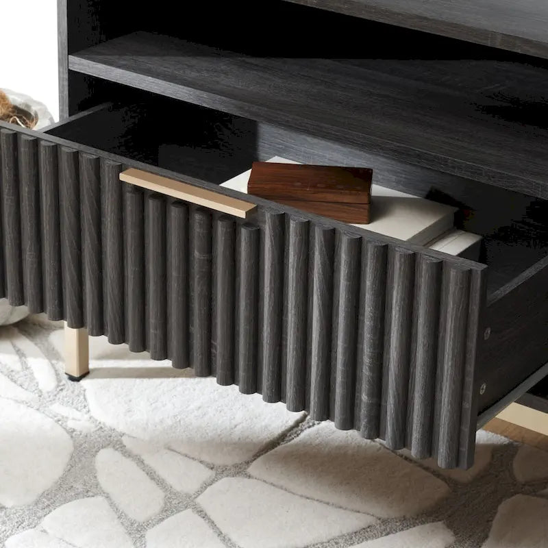 2-Drawer 2-Shelf Entertainment Media Stand (Fits Up To 65 Flatscreen TV) - 60.4 In. x 15.6 In. x 24.8 In.