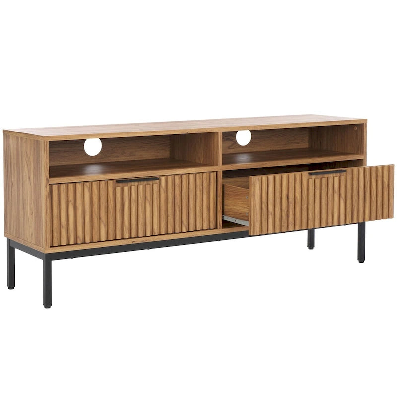 2-Drawer 2-Shelf Entertainment Media Stand (Fits Up To 65 Flatscreen TV) - 60.4 In. x 15.6 In. x 24.8 In.