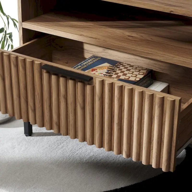 2-Drawer 2-Shelf Entertainment Media Stand (Fits Up To 65 Flatscreen TV) - 60.4 In. x 15.6 In. x 24.8 In.