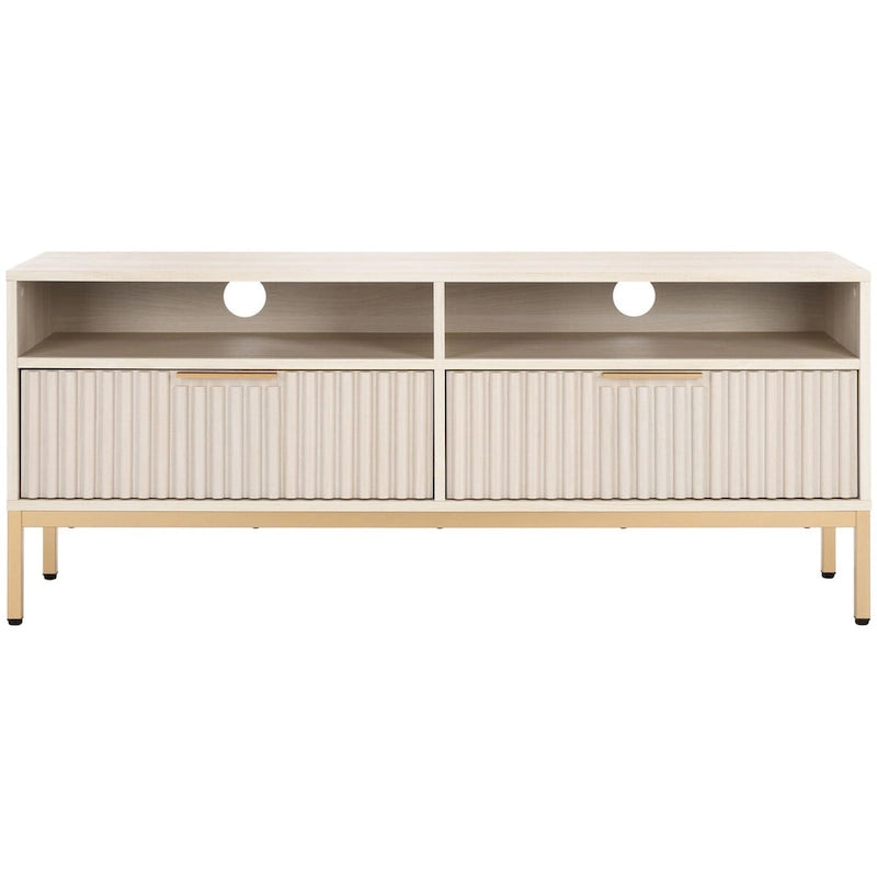 2-Drawer 2-Shelf Entertainment Media Stand (Fits Up To 65 Flatscreen TV) - 60.4 In. x 15.6 In. x 24.8 In.