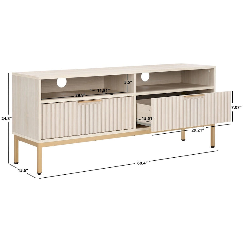2-Drawer 2-Shelf Entertainment Media Stand (Fits Up To 65 Flatscreen TV) - 60.4 In. x 15.6 In. x 24.8 In.