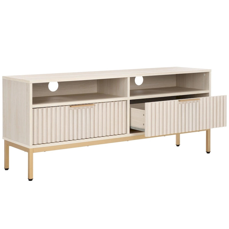 2-Drawer 2-Shelf Entertainment Media Stand (Fits Up To 65 Flatscreen TV) - 60.4 In. x 15.6 In. x 24.8 In.