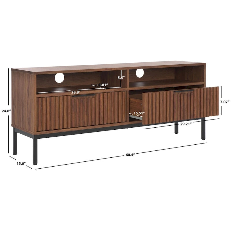 2-Drawer 2-Shelf Entertainment Media Stand (Fits Up To 65 Flatscreen TV) - 60.4 In. x 15.6 In. x 24.8 In.