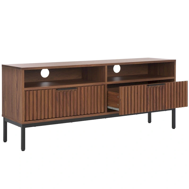 2-Drawer 2-Shelf Entertainment Media Stand (Fits Up To 65 Flatscreen TV) - 60.4 In. x 15.6 In. x 24.8 In.