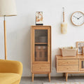 Solid Wood Storage Cabinet with Shelves and Drawer