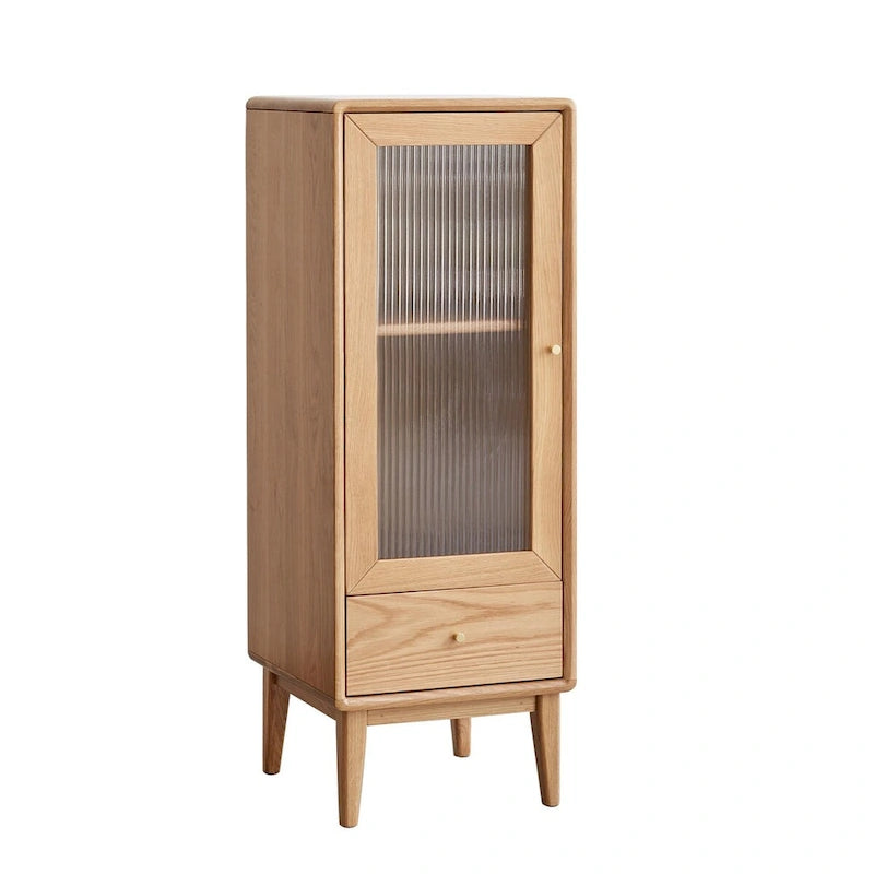 Solid Wood Storage Cabinet with Shelves and Drawer