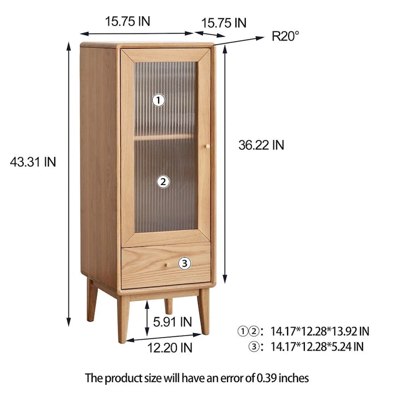 Solid Wood Storage Cabinet with Shelves and Drawer