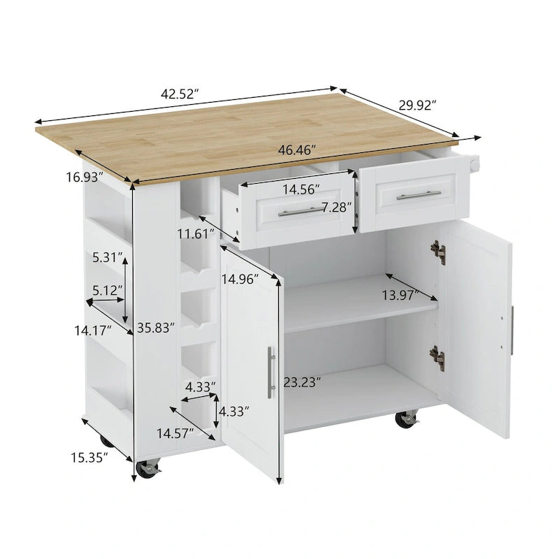 Multi-Functional Kitchen Island Cart with 2 Door Cabinet