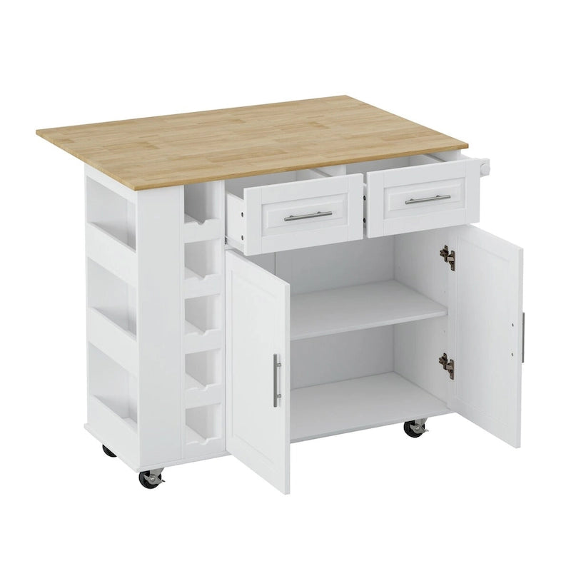Multi-Functional Kitchen Island Cart with 2 Door Cabinet