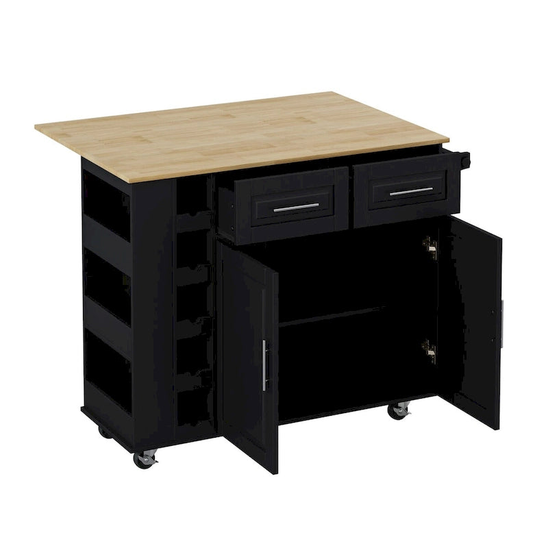 Multi-Functional Kitchen Island Cart with 2 Door Cabinet